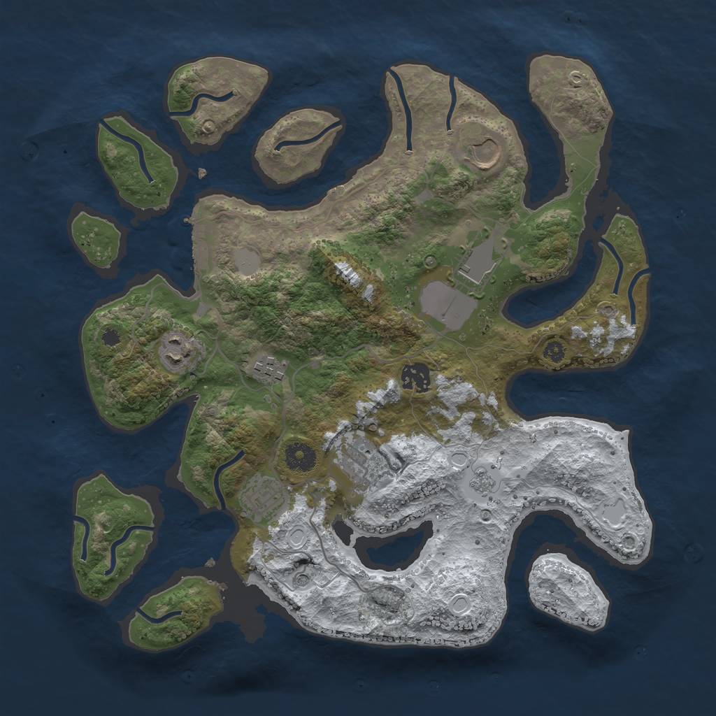 Rust Map: Procedural Map, Size: 3500, Seed: 1560689, 15 Monuments