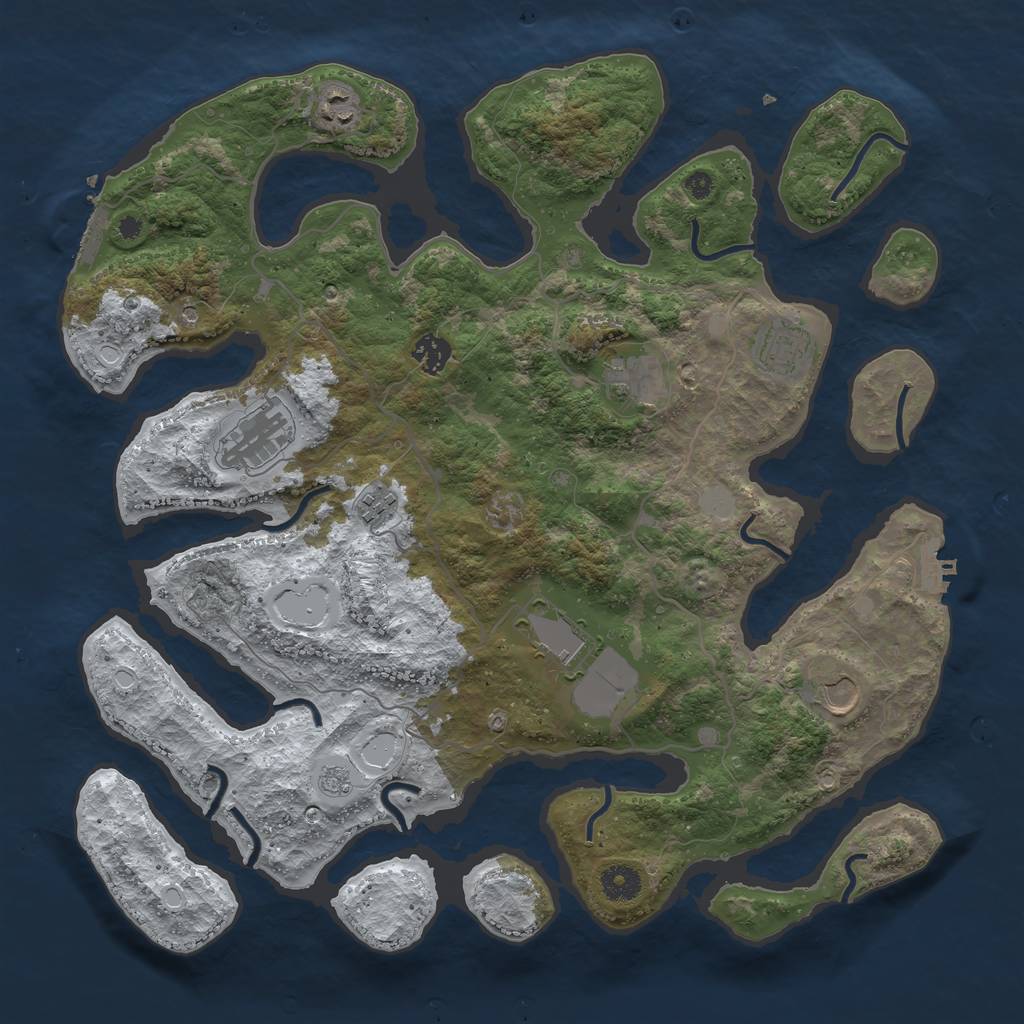 Rust Map: Procedural Map, Size: 4000, Seed: 47012, 17 Monuments