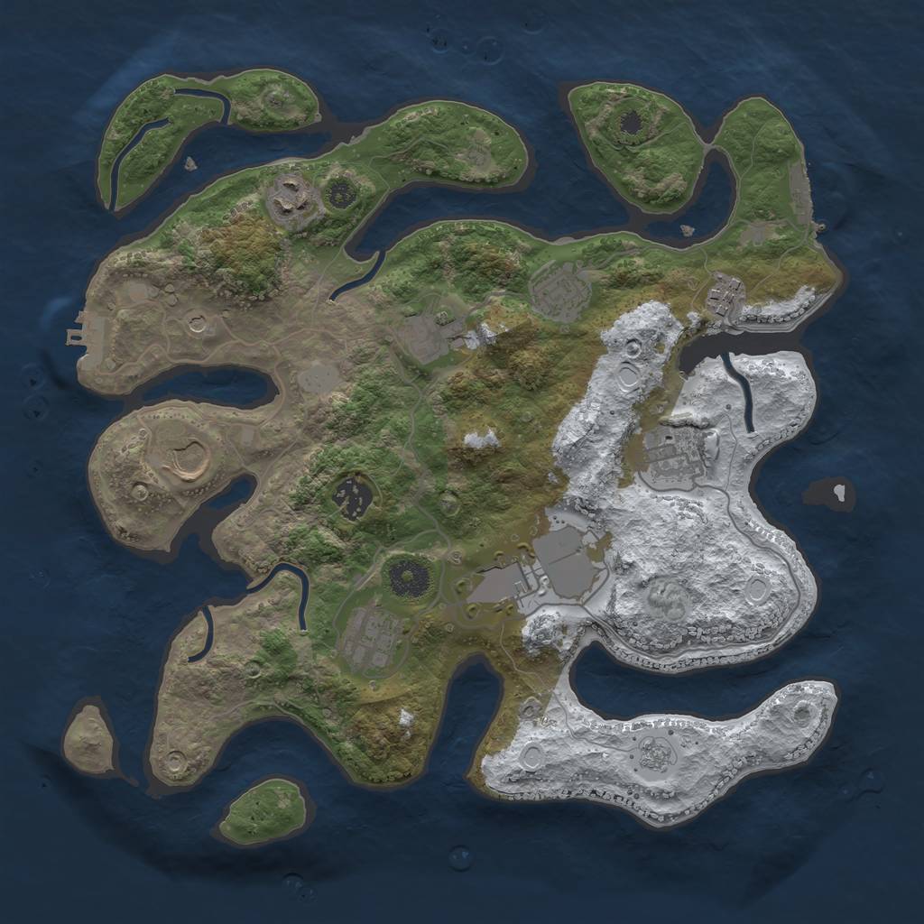 Rust Map: Procedural Map, Size: 3500, Seed: 747222, 18 Monuments