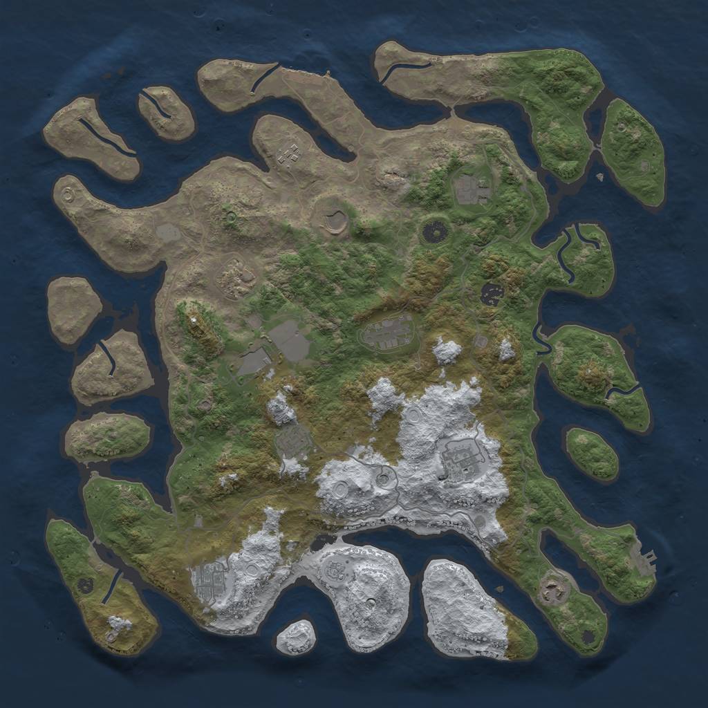 Rust Map: Procedural Map, Size: 4500, Seed: 2491861, 20 Monuments