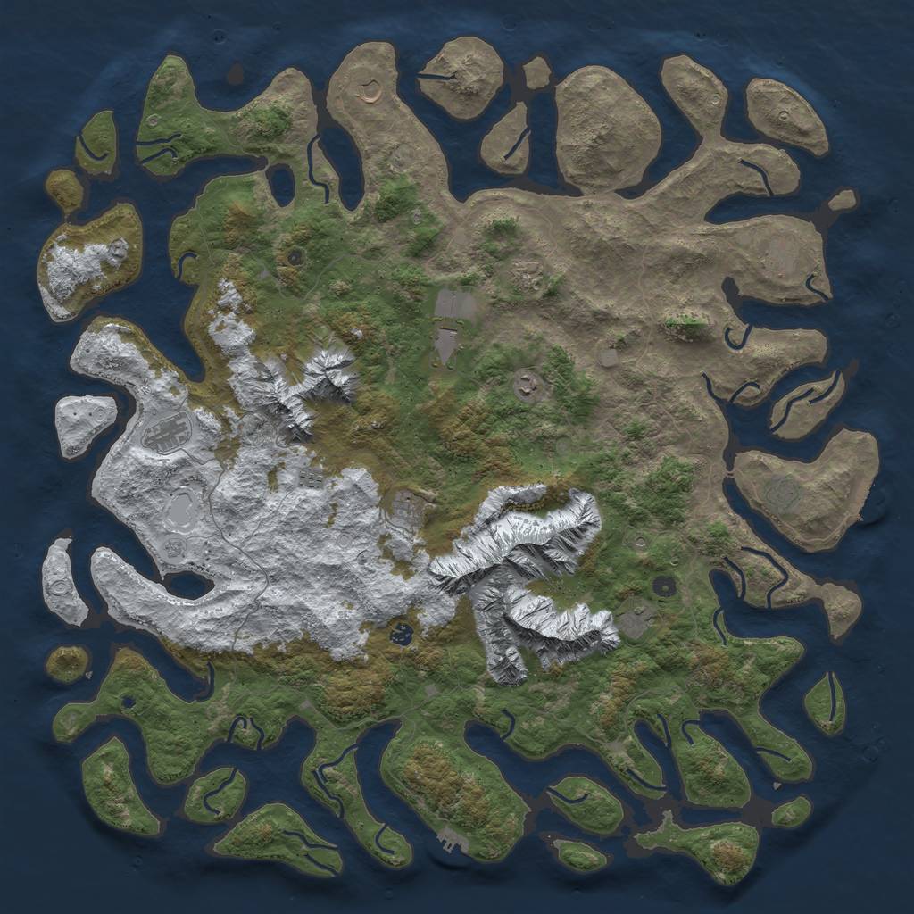 Rust Map: Procedural Map, Size: 6000, Seed: 8537, 20 Monuments