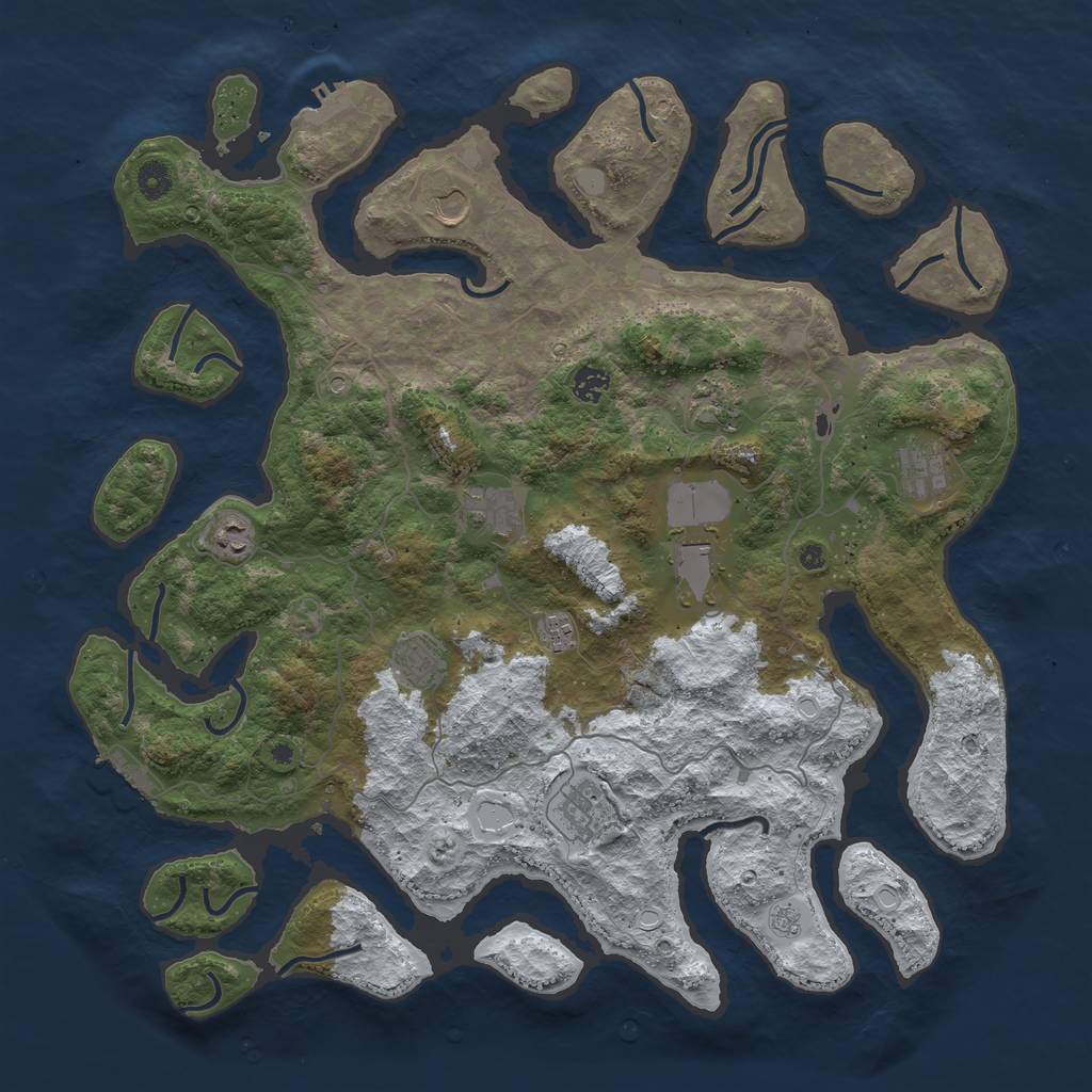 Rust Map: Procedural Map, Size: 4500, Seed: 128457, 19 Monuments
