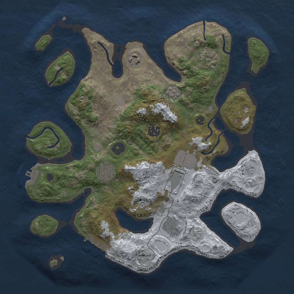 Rust Map: Procedural Map, Size: 3500, Seed: 3230804, 16 Monuments