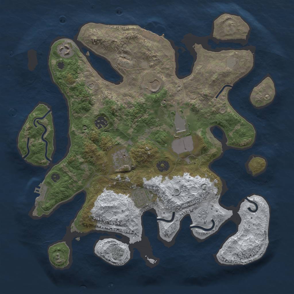 Rust Map: Procedural Map, Size: 3550, Seed: 970745, 16 Monuments