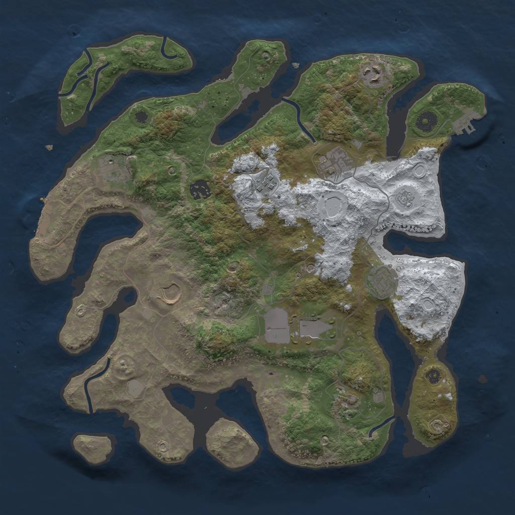 Rust Map: Procedural Map, Size: 3750, Seed: 4429616, 18 Monuments