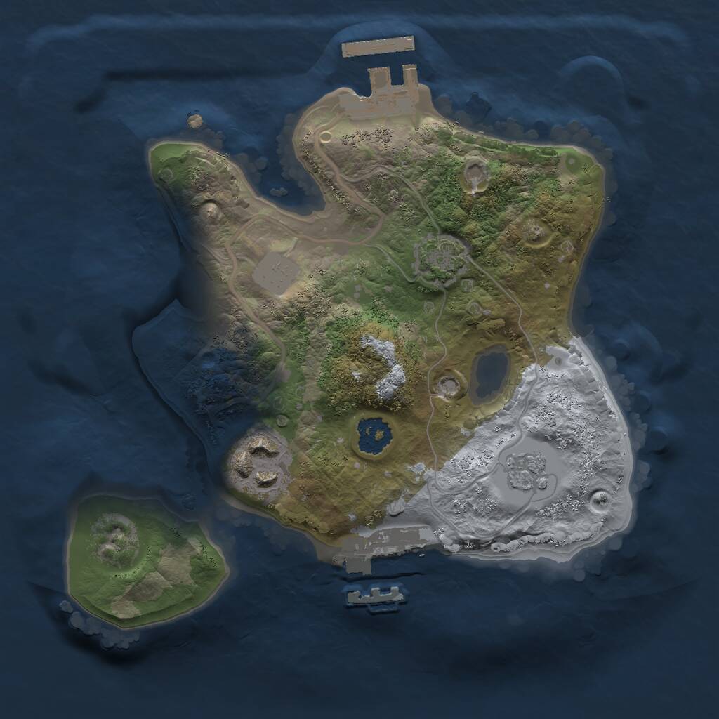 Rust Map: Procedural Map, Size: 2000, Seed: 9876, 6 Monuments