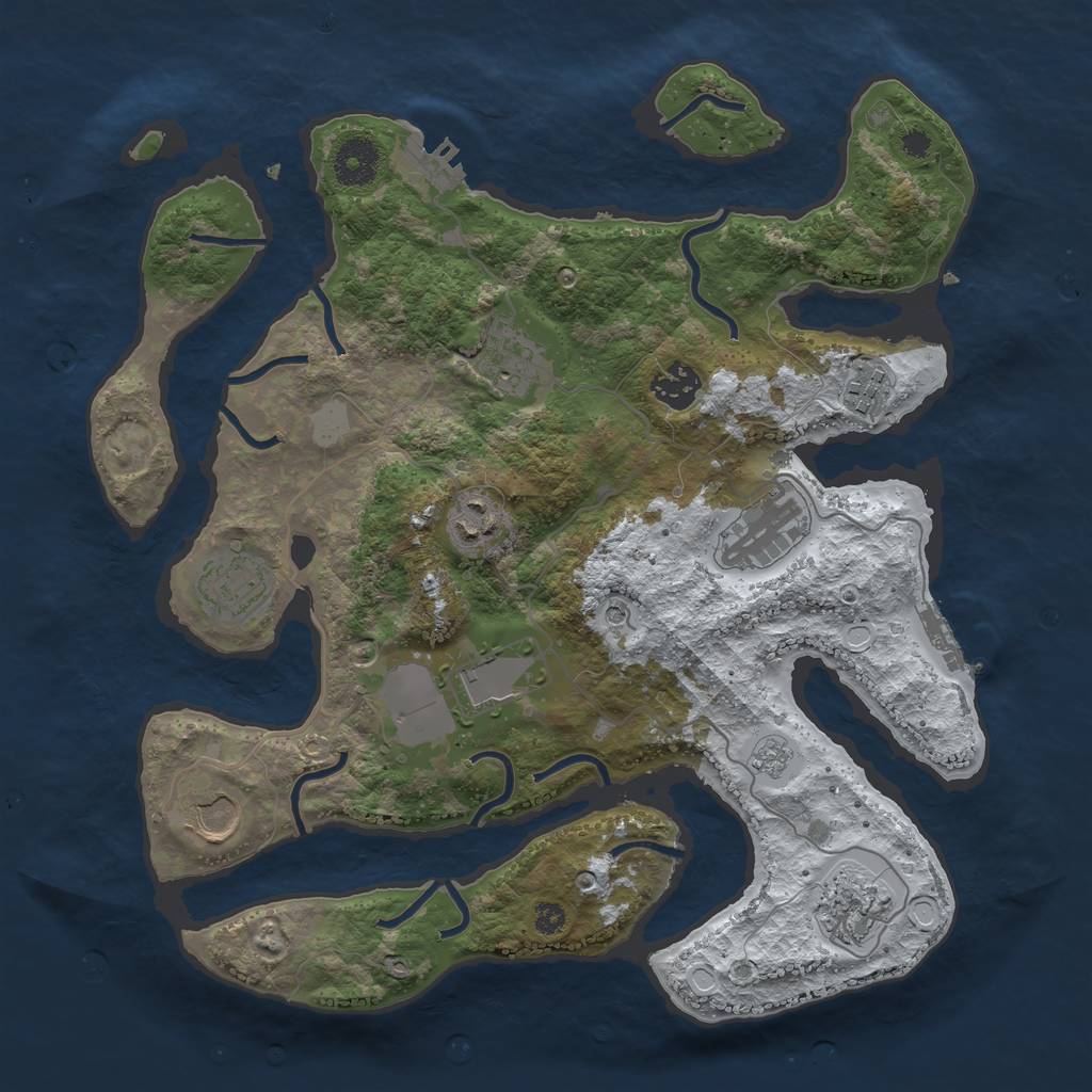 Rust Map: Procedural Map, Size: 3500, Seed: 1008555699, 18 Monuments