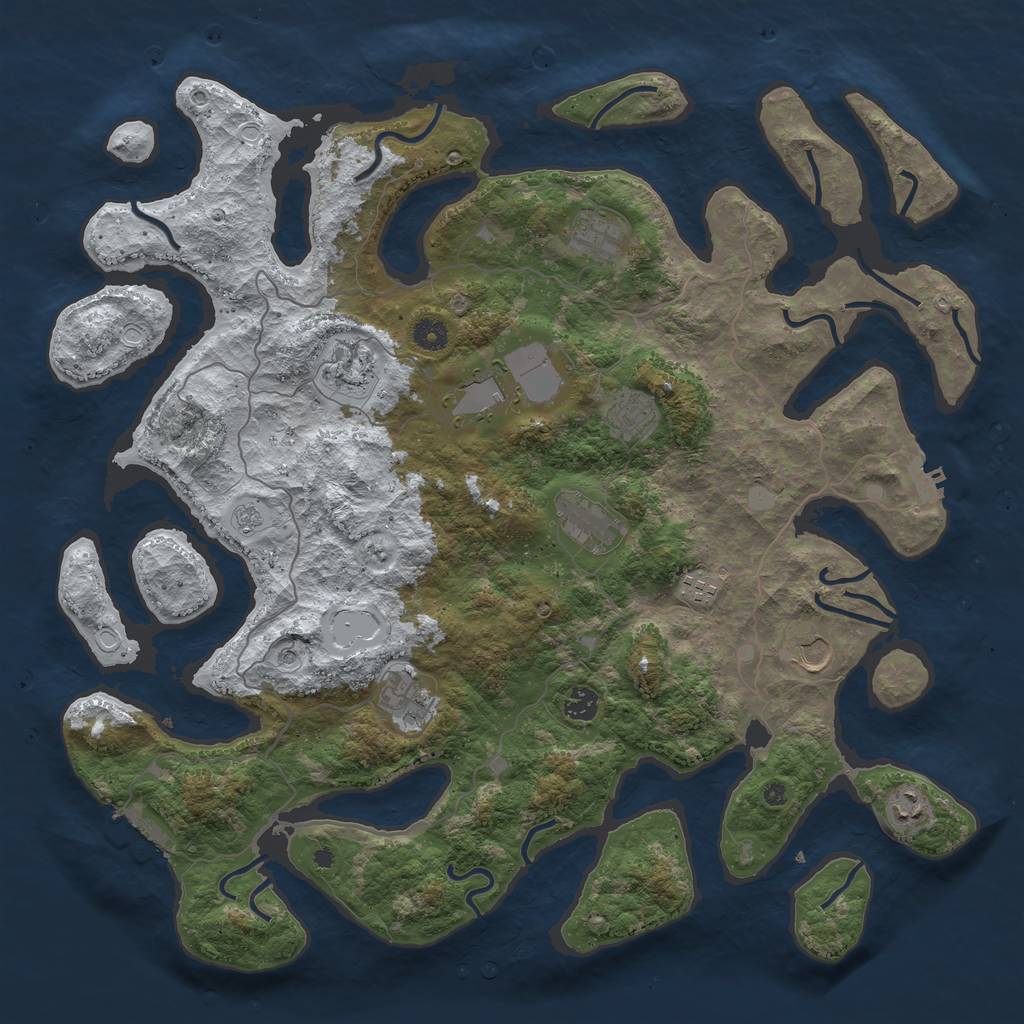 Rust Map: Procedural Map, Size: 4500, Seed: 6001364, 19 Monuments