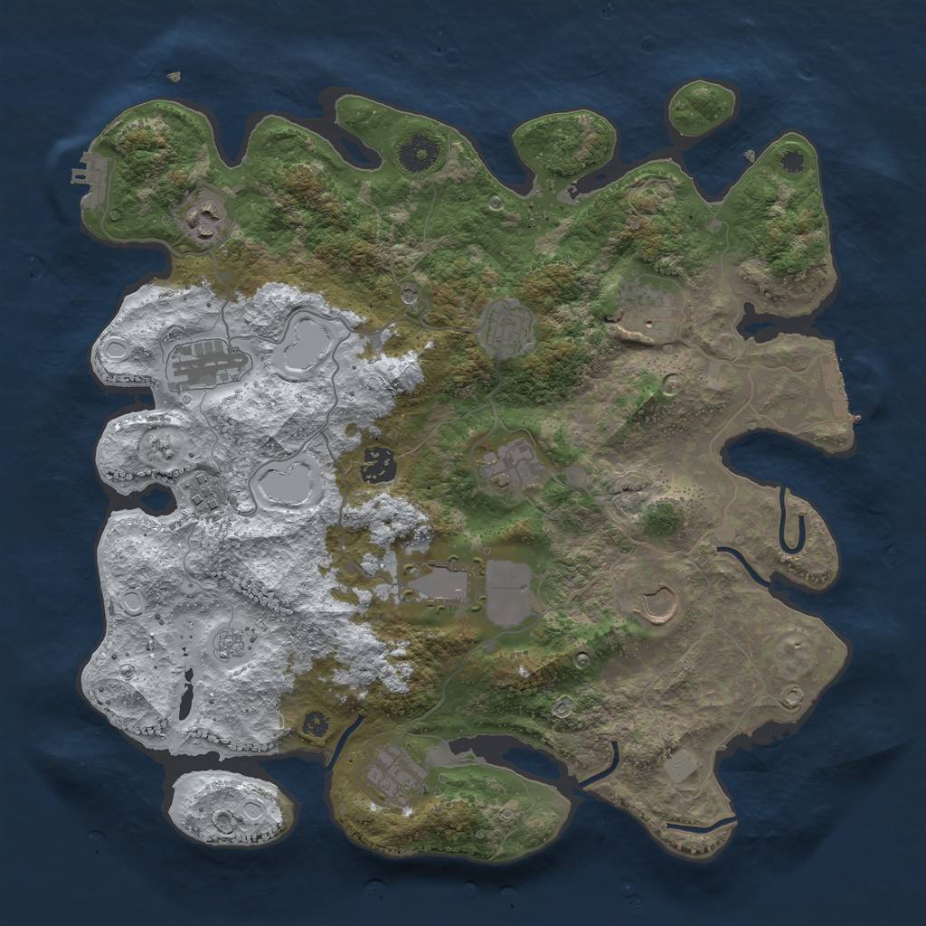 Rust Map: Procedural Map, Size: 3700, Seed: 1404225581, 19 Monuments