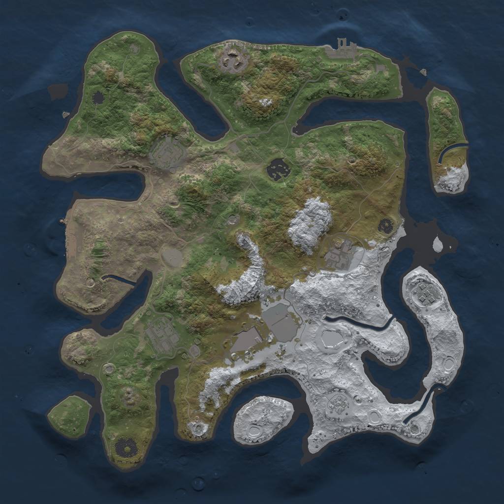 Rust Map: Procedural Map, Size: 3500, Seed: 894105897, 16 Monuments