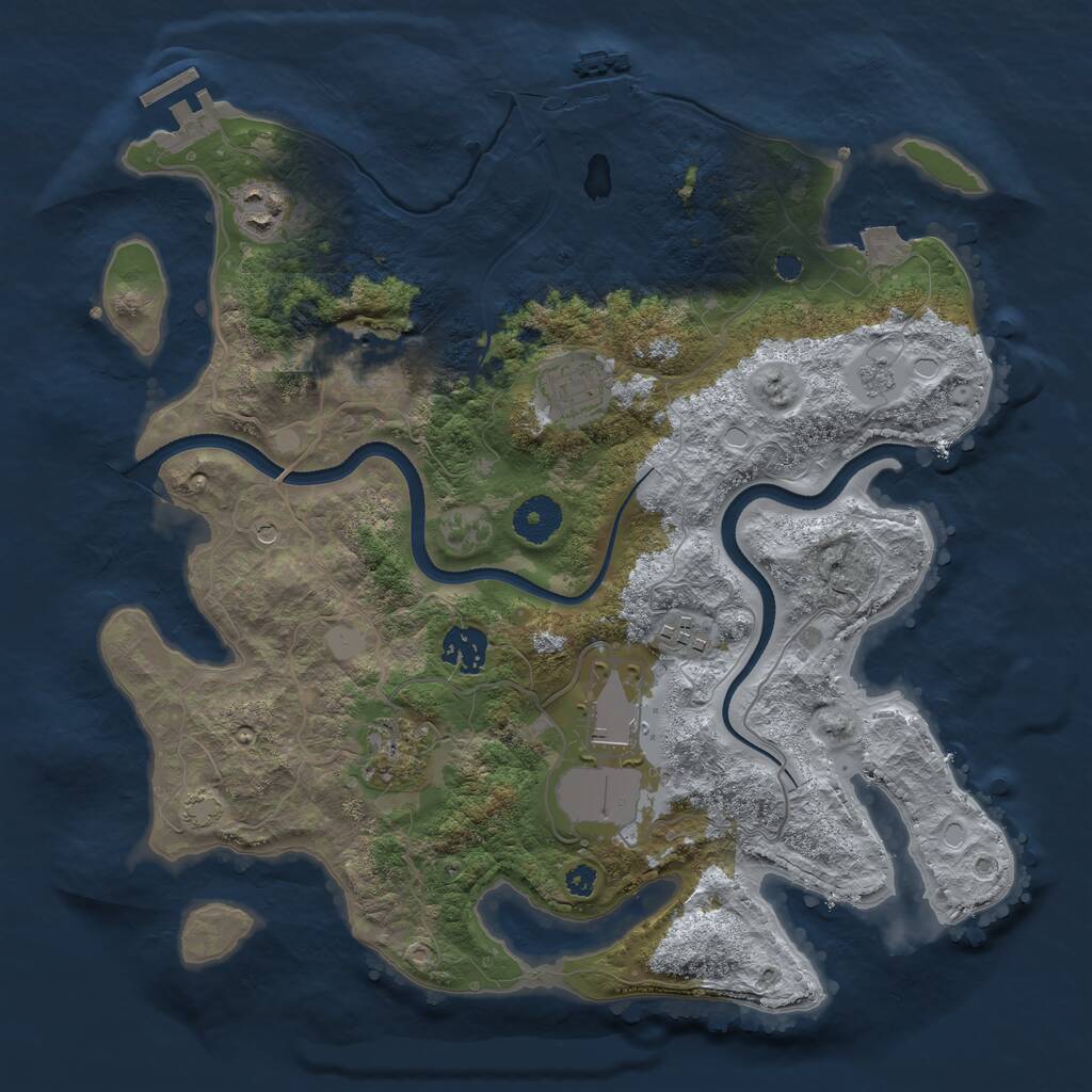 Rust Map: Procedural Map, Size: 3500, Seed: 5216374, 13 Monuments