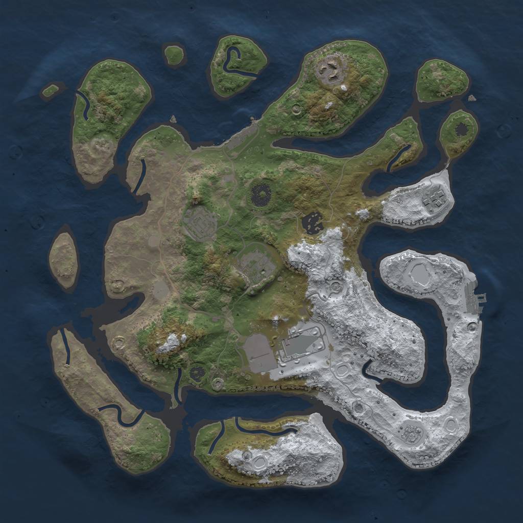 Rust Map: Procedural Map, Size: 3510, Seed: 3007790, 15 Monuments