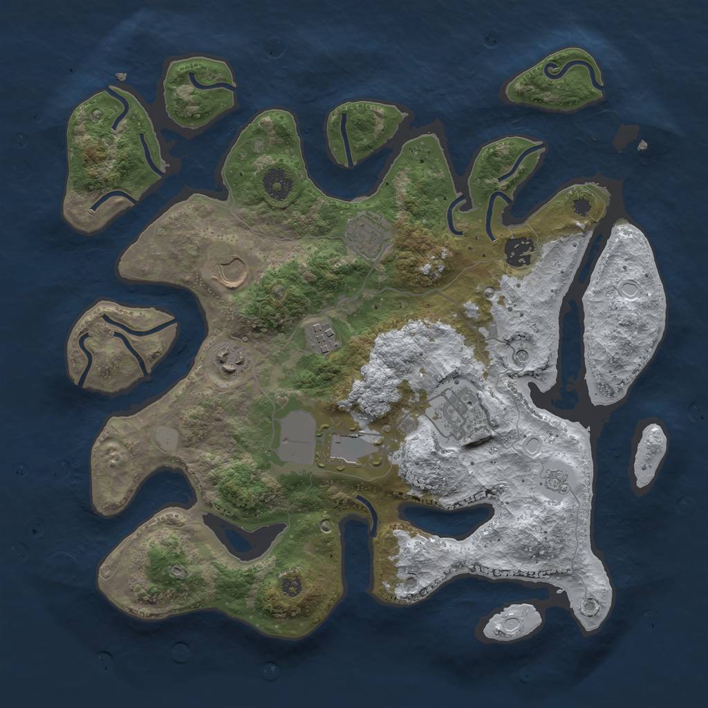 Rust Map: Procedural Map, Size: 3500, Seed: 3450978, 14 Monuments