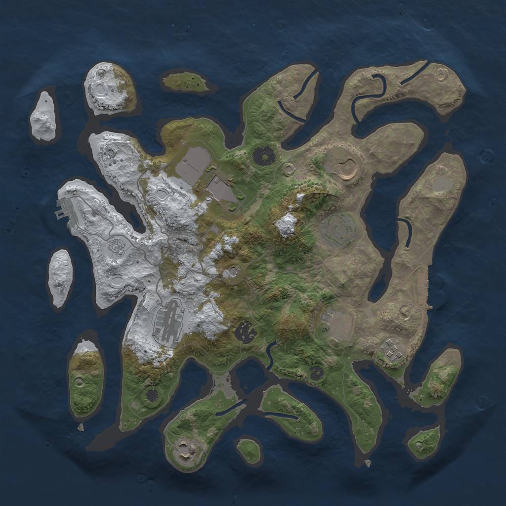 Rust Map: Procedural Map, Size: 3550, Seed: 719719, 17 Monuments