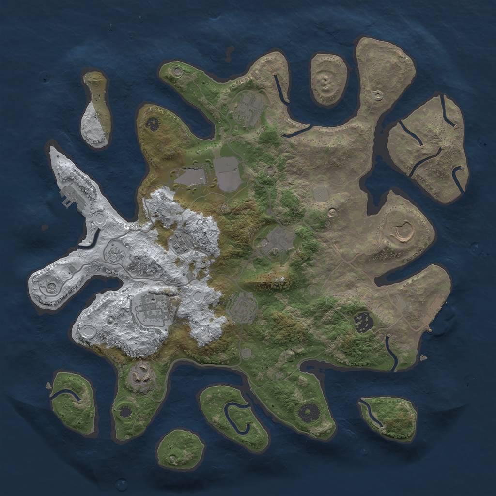 Rust Map: Procedural Map, Size: 3700, Seed: 287836915, 18 Monuments