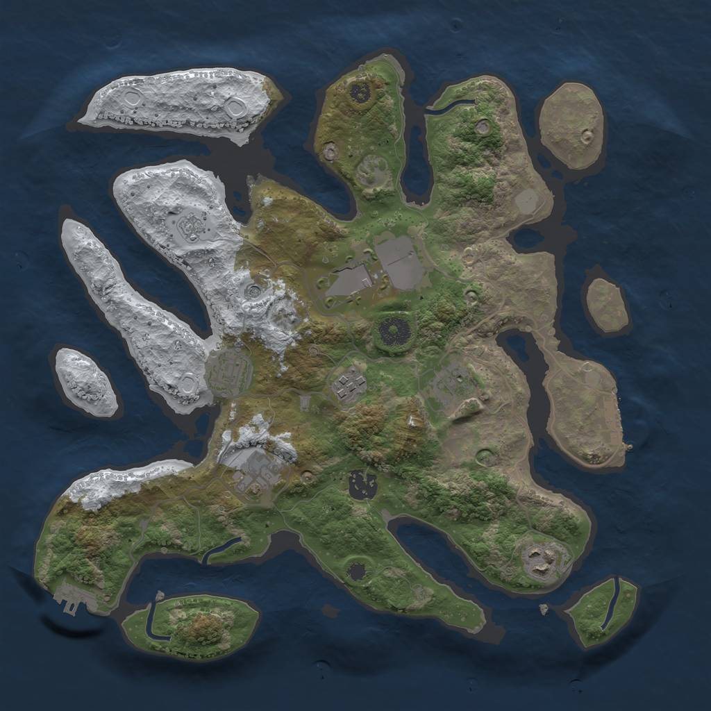 Rust Map: Procedural Map, Size: 3500, Seed: 553179985, 16 Monuments