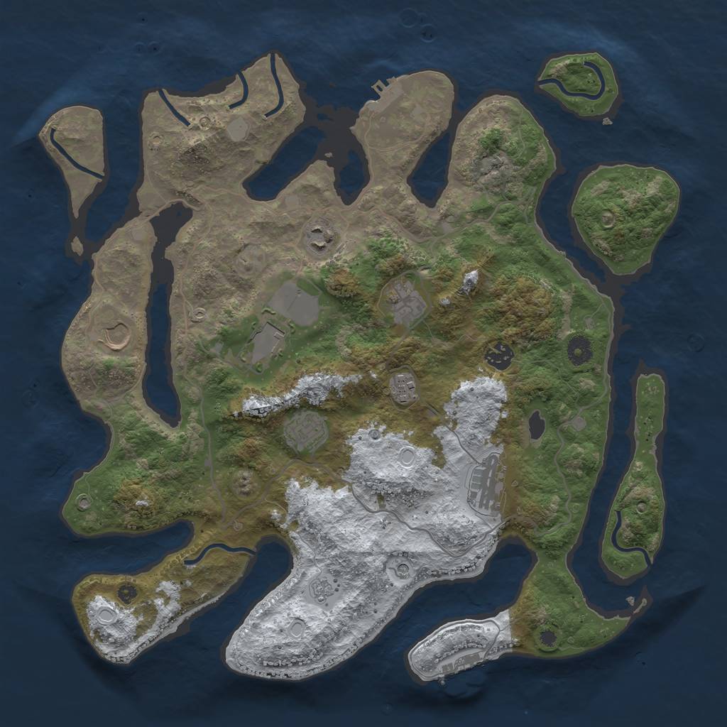 Rust Map: Procedural Map, Size: 4000, Seed: 54357645, 17 Monuments