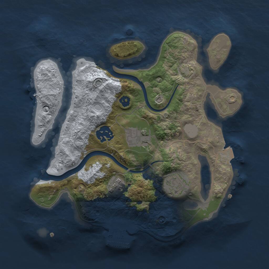 Rust Map: Procedural Map, Size: 2500, Seed: 863456, 7 Monuments
