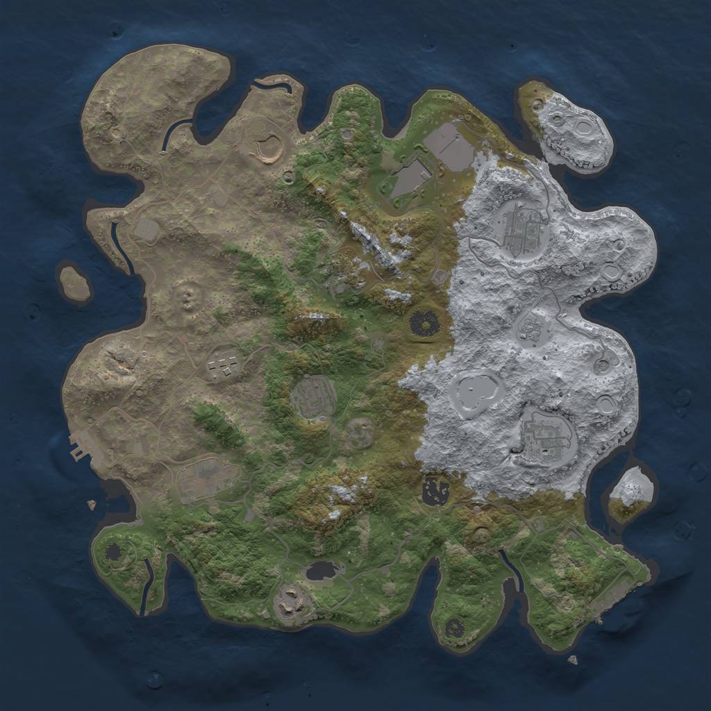 Rust Map: Procedural Map, Size: 3700, Seed: 514322, 17 Monuments