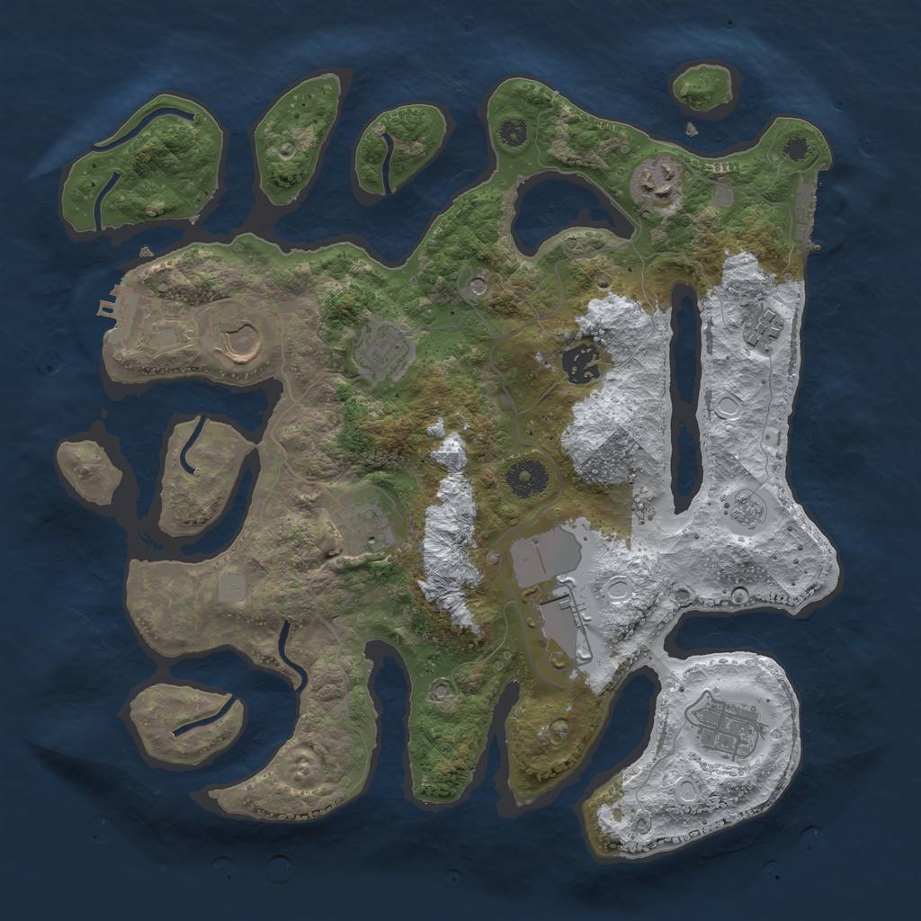 Rust Map: Procedural Map, Size: 3500, Seed: 4448963, 17 Monuments