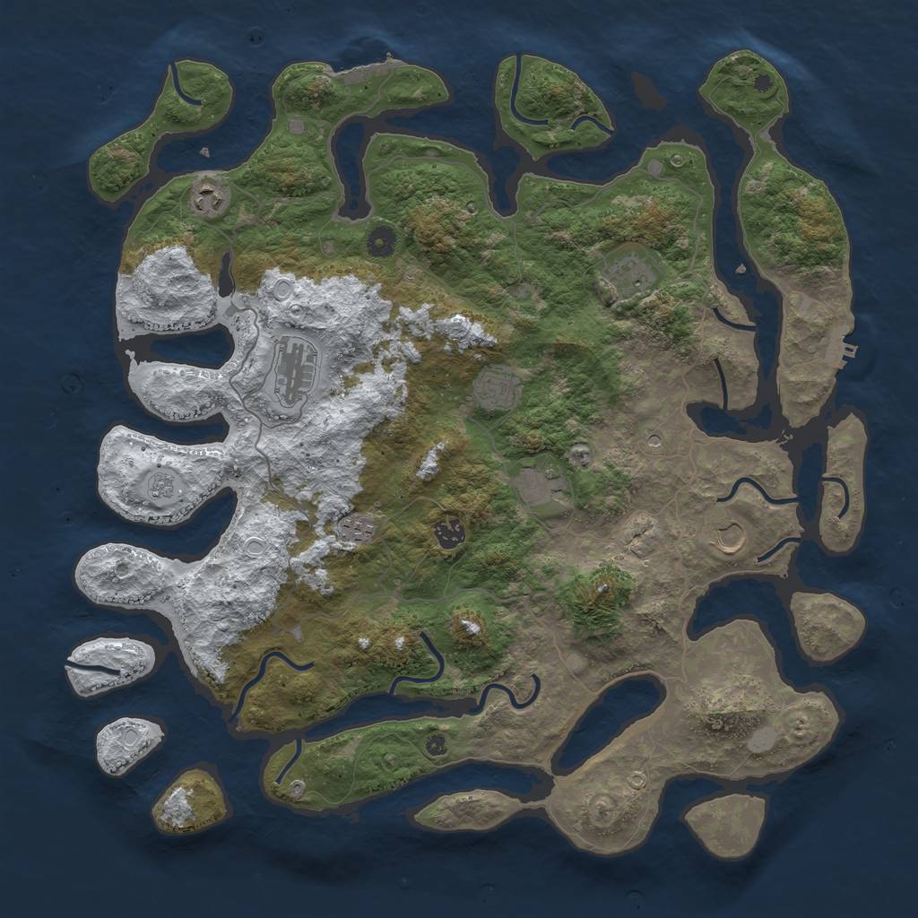 Rust Map: Procedural Map, Size: 4500, Seed: 536232, 17 Monuments