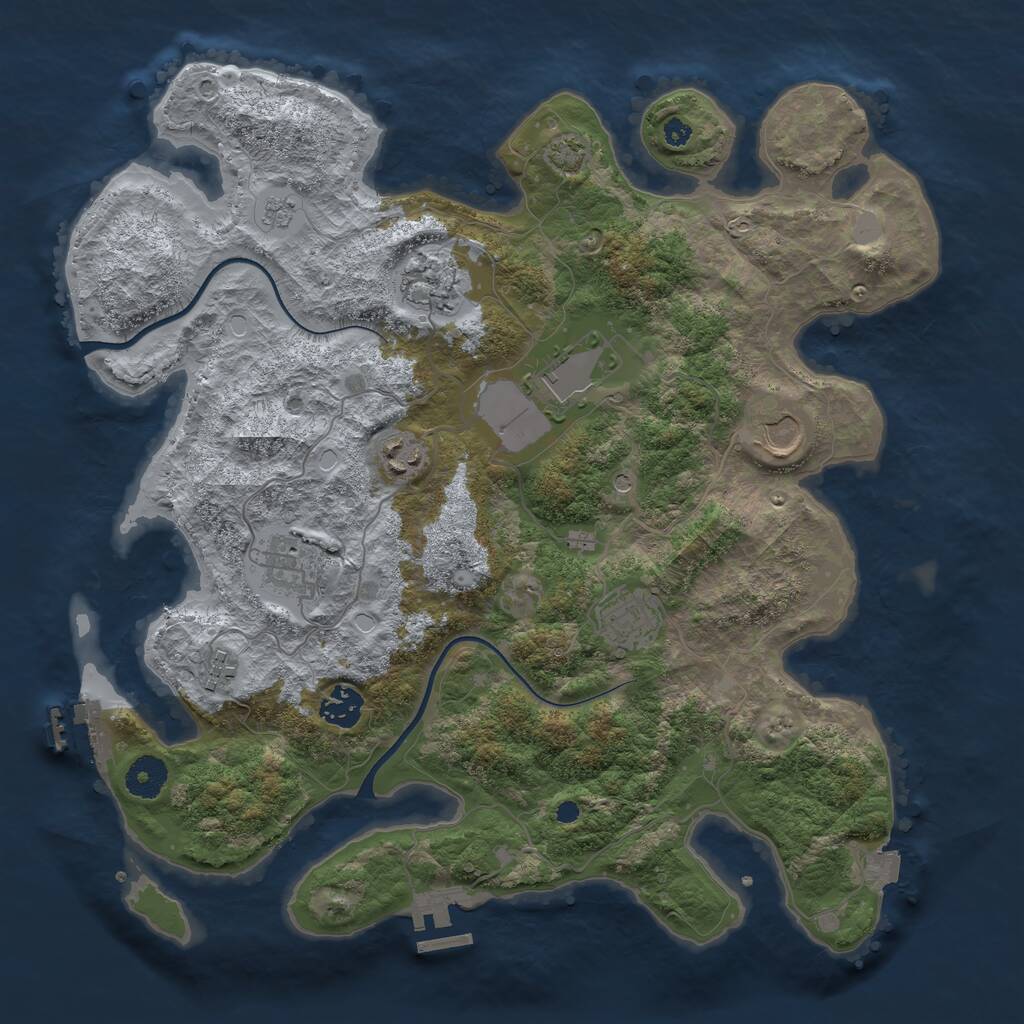 Rust Map: Procedural Map, Size: 3700, Seed: 292060480, 14 Monuments