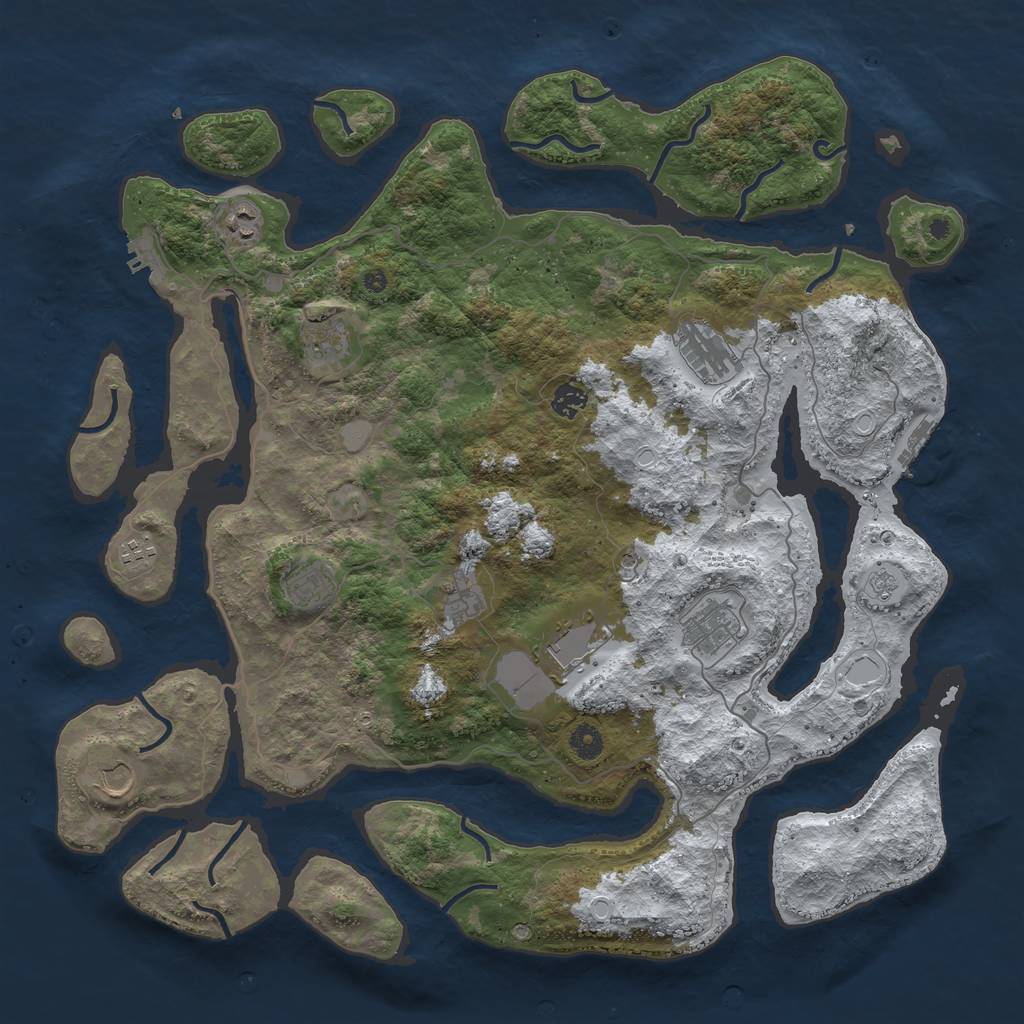 Rust Map: Procedural Map, Size: 4500, Seed: 3380483, 19 Monuments