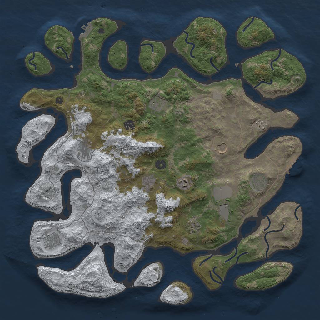 Rust Map: Procedural Map, Size: 4500, Seed: 4457425, 20 Monuments