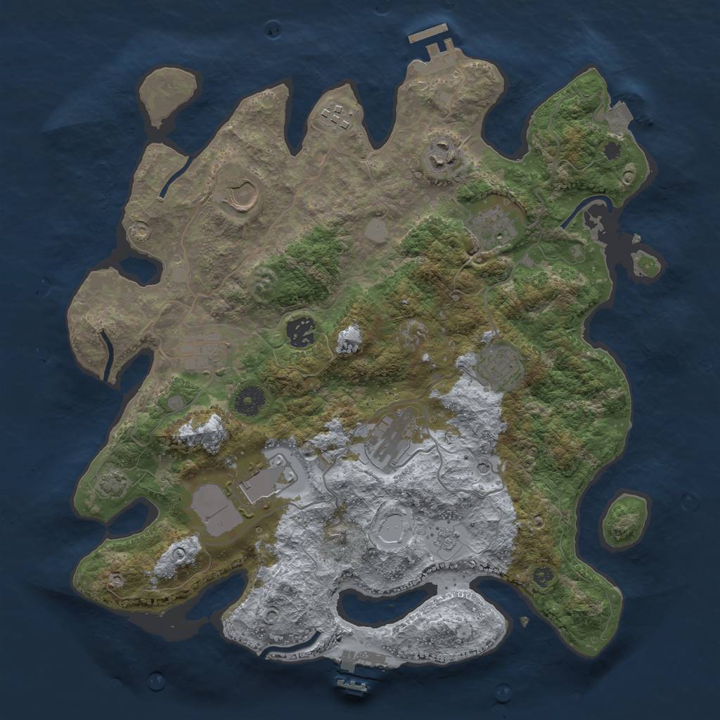 Rust Map: Procedural Map, Size: 3600, Seed: 34243, 17 Monuments