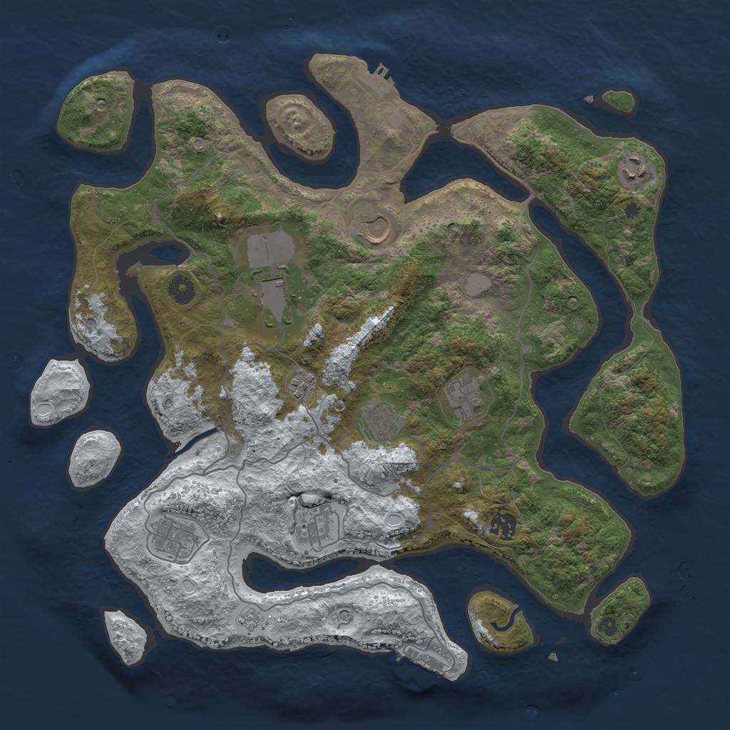 Rust Map: Procedural Map, Size: 4000, Seed: 2172122, 18 Monuments