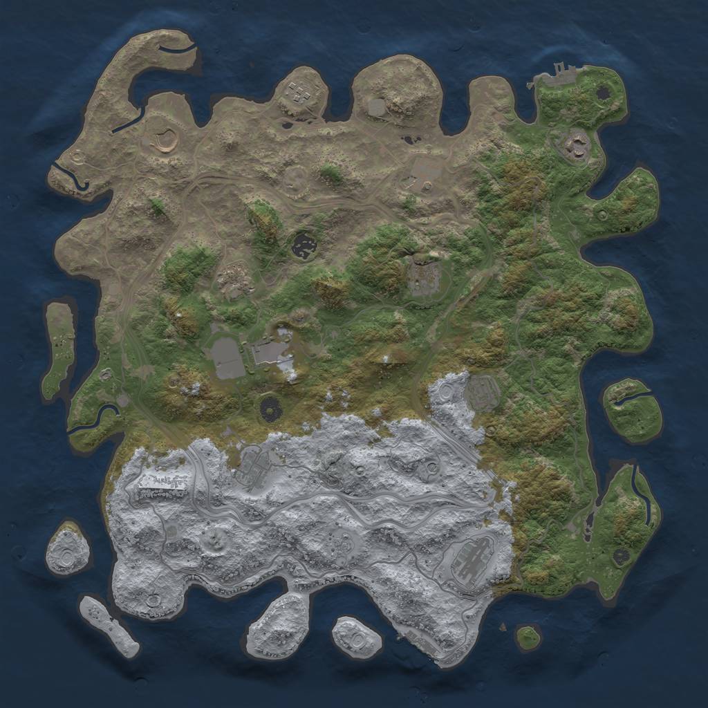 Rust Map: Procedural Map, Size: 4500, Seed: 1278459637, 20 Monuments