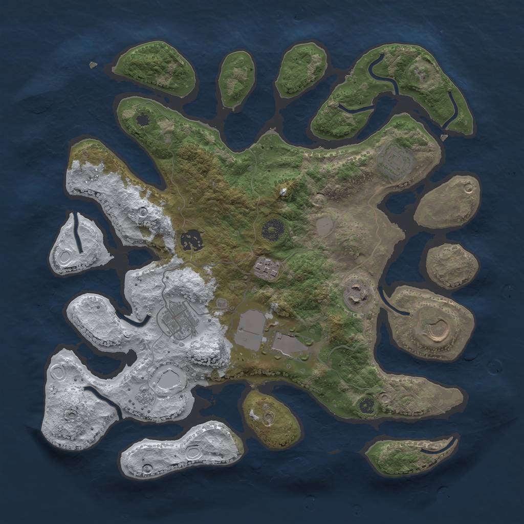 Rust Map: Procedural Map, Size: 3500, Seed: 437682, 13 Monuments