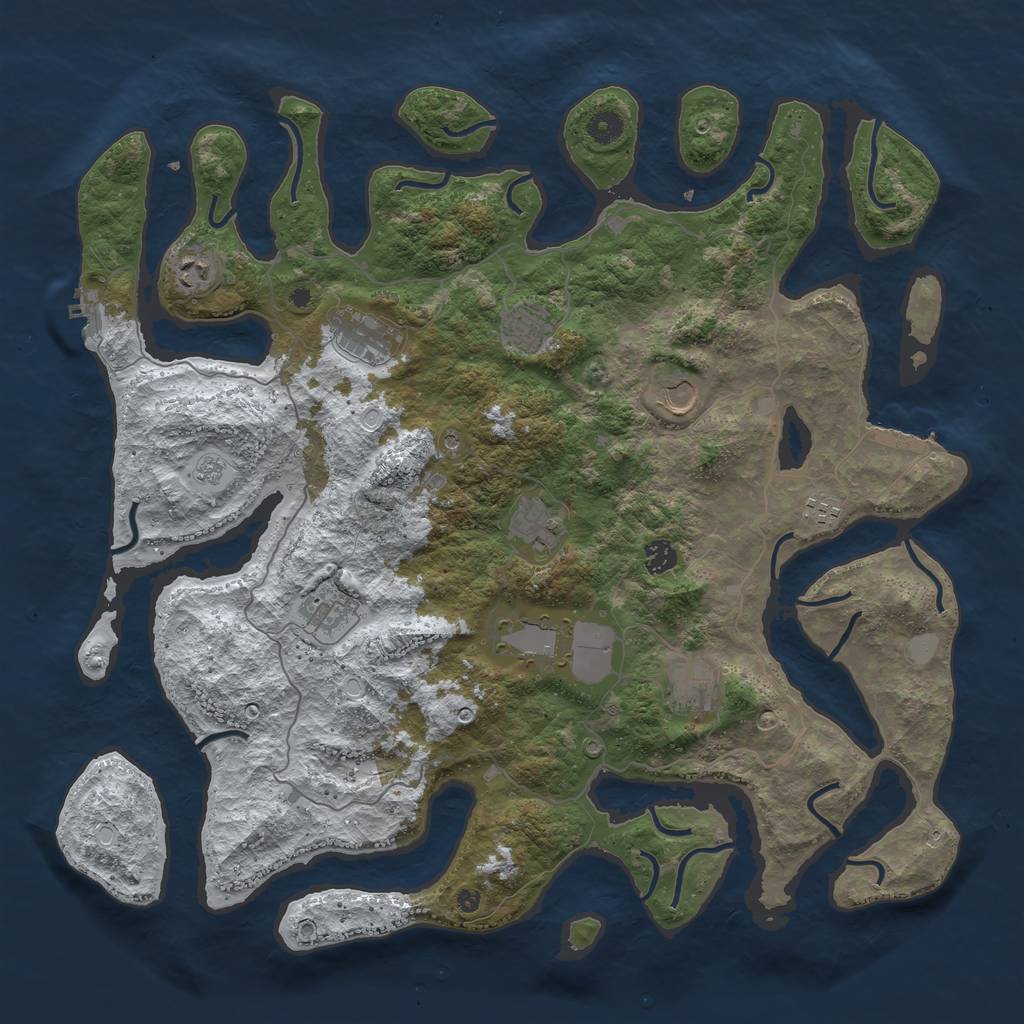 Rust Map: Procedural Map, Size: 4500, Seed: 3908457, 19 Monuments