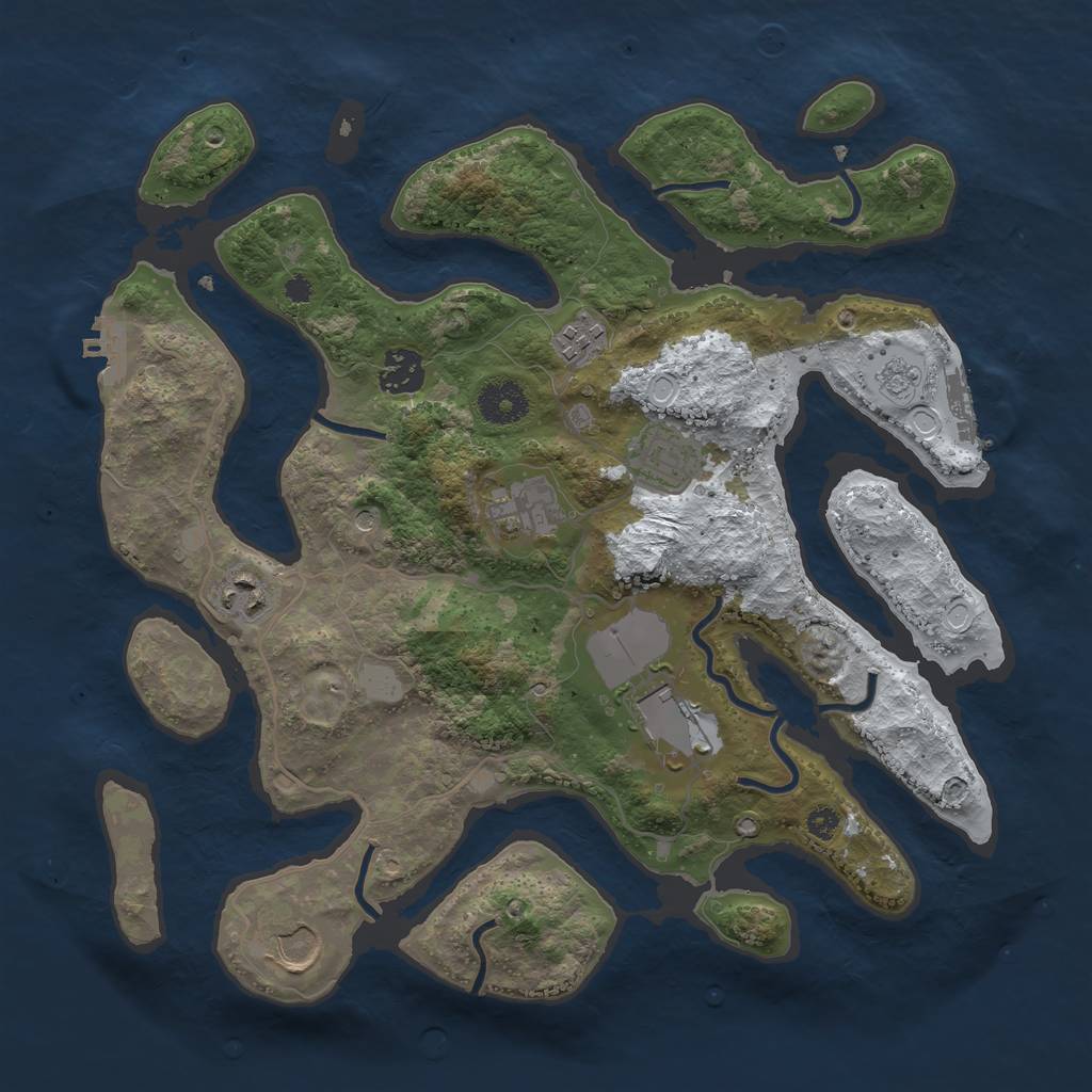 Rust Map: Procedural Map, Size: 3500, Seed: 2857886, 16 Monuments