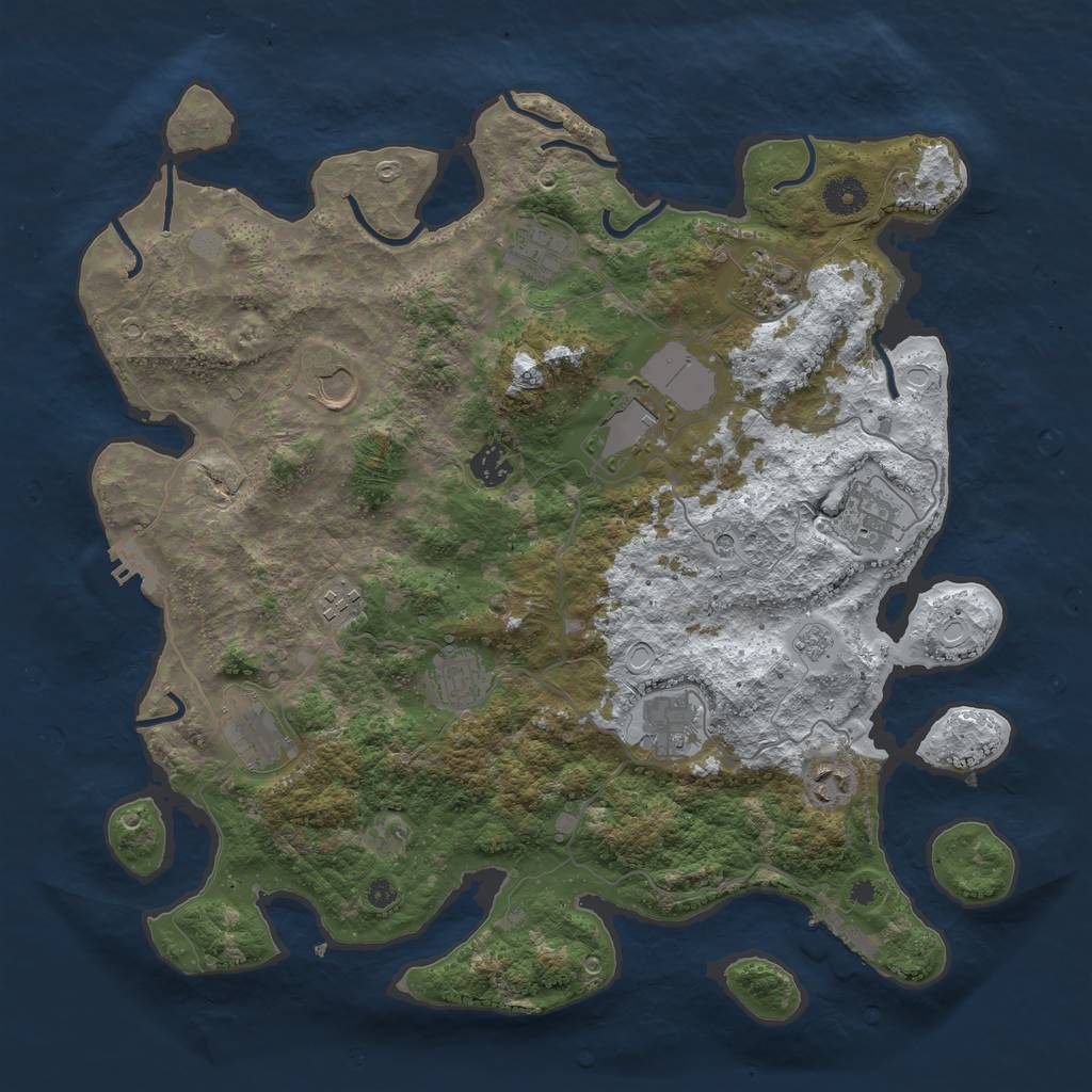 Rust Map: Procedural Map, Size: 3950, Seed: 383052064, 20 Monuments