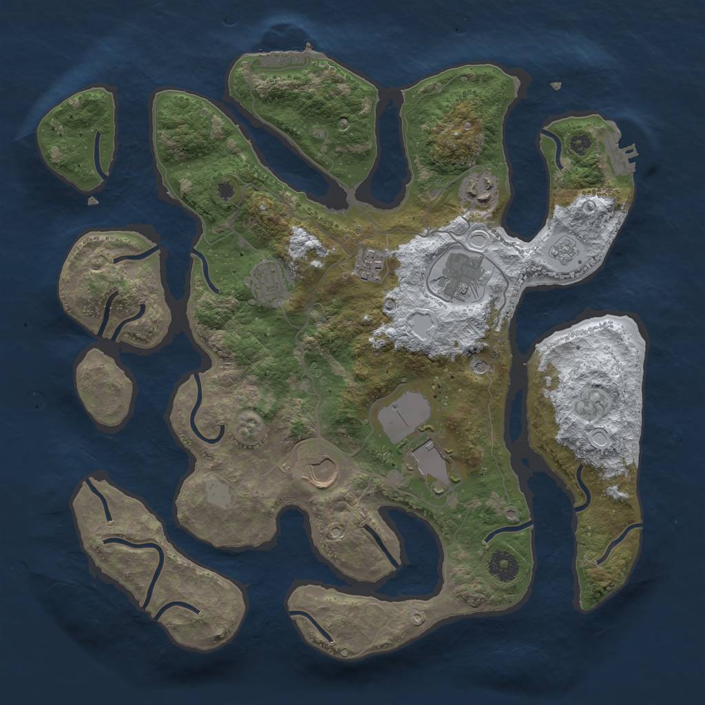 Rust Map: Procedural Map, Size: 3500, Seed: 1175902224, 15 Monuments