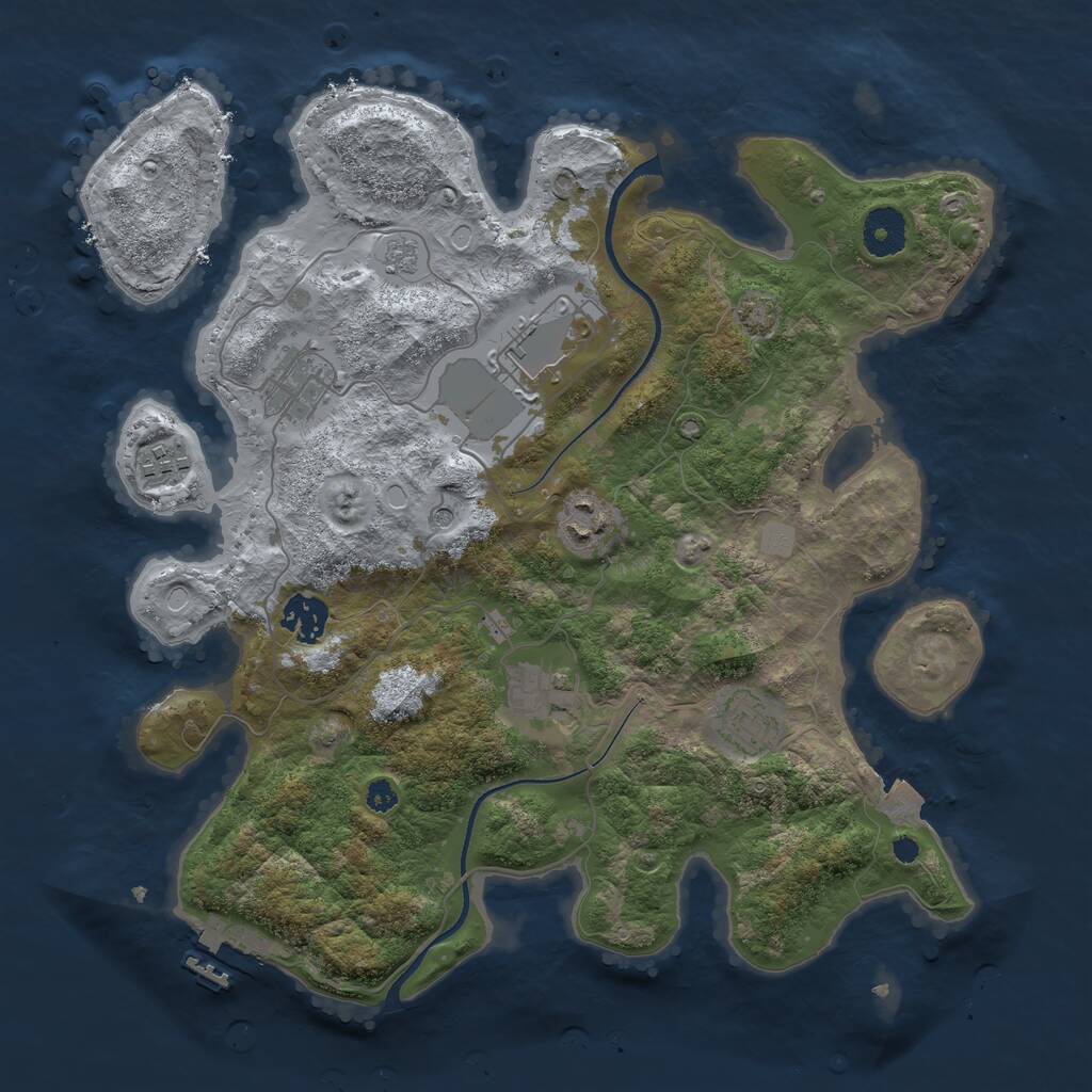 Rust Map: Procedural Map, Size: 3500, Seed: 5456845, 12 Monuments