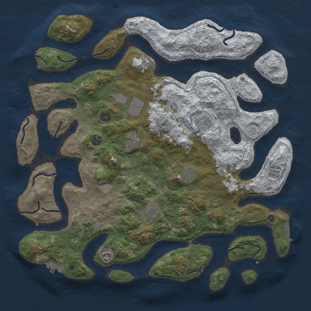 Rust Map: Procedural Map, Size: 4501, Seed: 1234567890, 17 Monuments