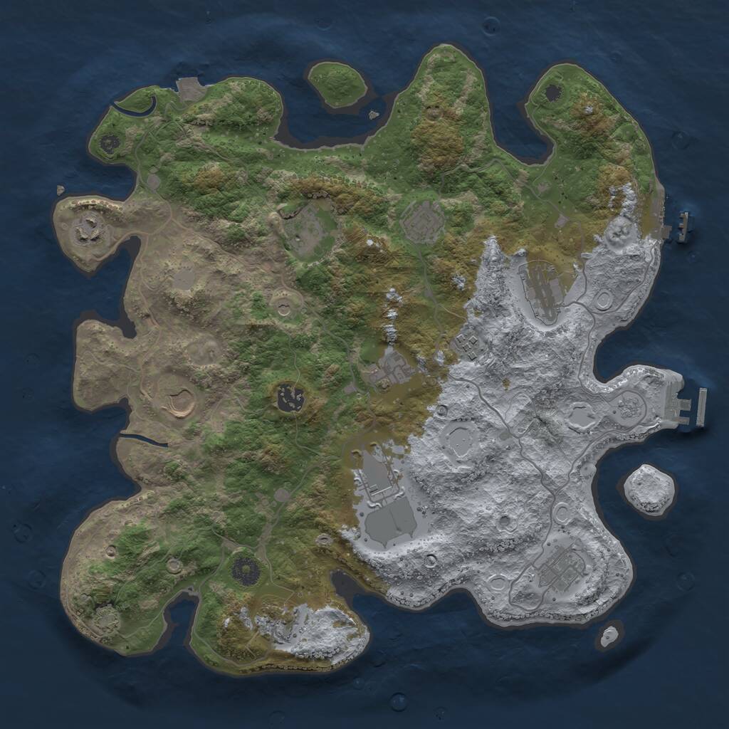 Rust Map: Procedural Map, Size: 3850, Seed: 604170447, 17 Monuments