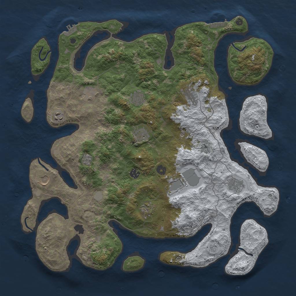 Rust Map: Procedural Map, Size: 4500, Seed: 556307, 20 Monuments