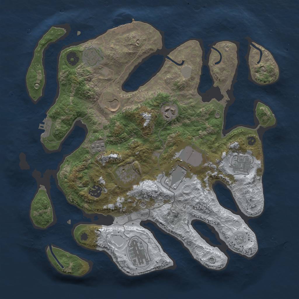 Rust Map: Procedural Map, Size: 3500, Seed: 1655184, 18 Monuments