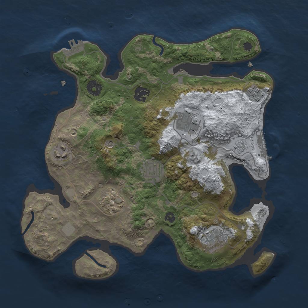 Rust Map: Procedural Map, Size: 3000, Seed: 21208990, 16 Monuments