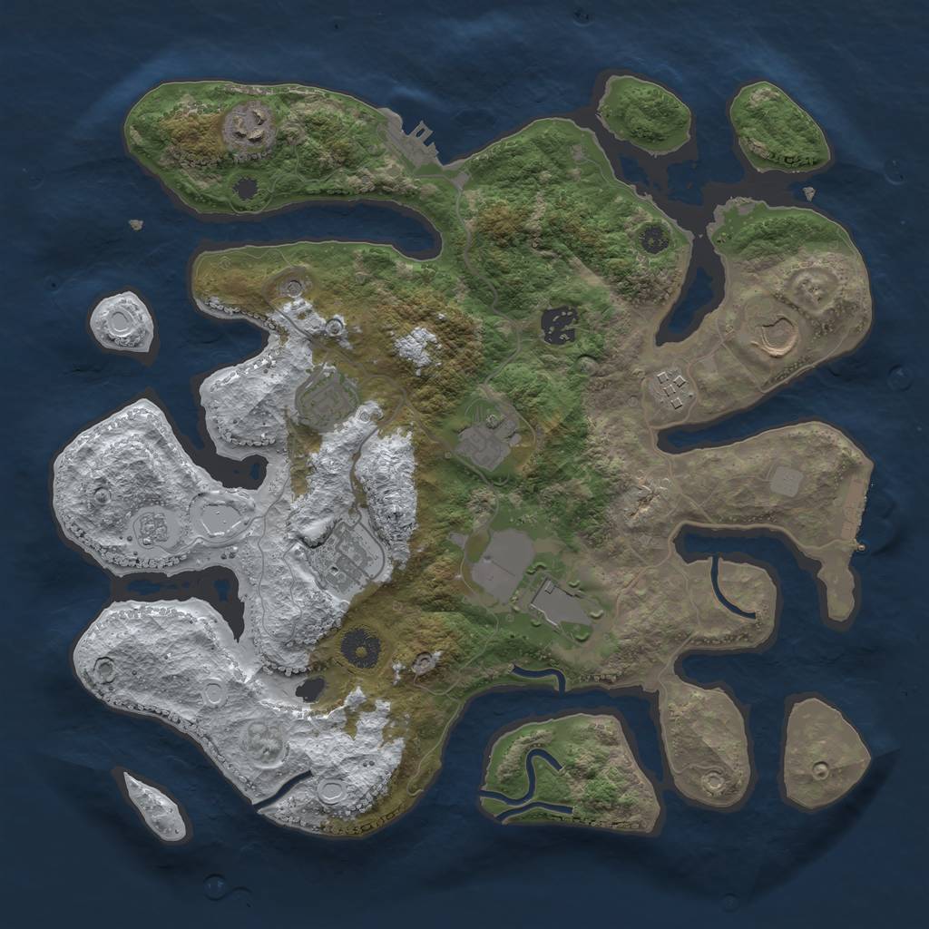 Rust Map: Procedural Map, Size: 3550, Seed: 914483, 17 Monuments
