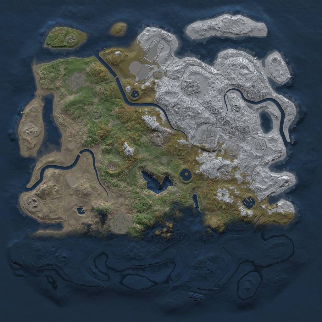 Rust Map: Procedural Map, Size: 4100, Seed: 1234567890, 14 Monuments