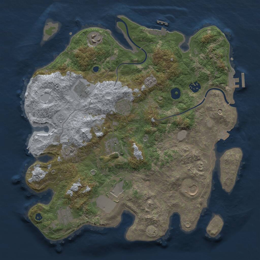 Rust Map: Procedural Map, Size: 3600, Seed: 665301528, 15 Monuments
