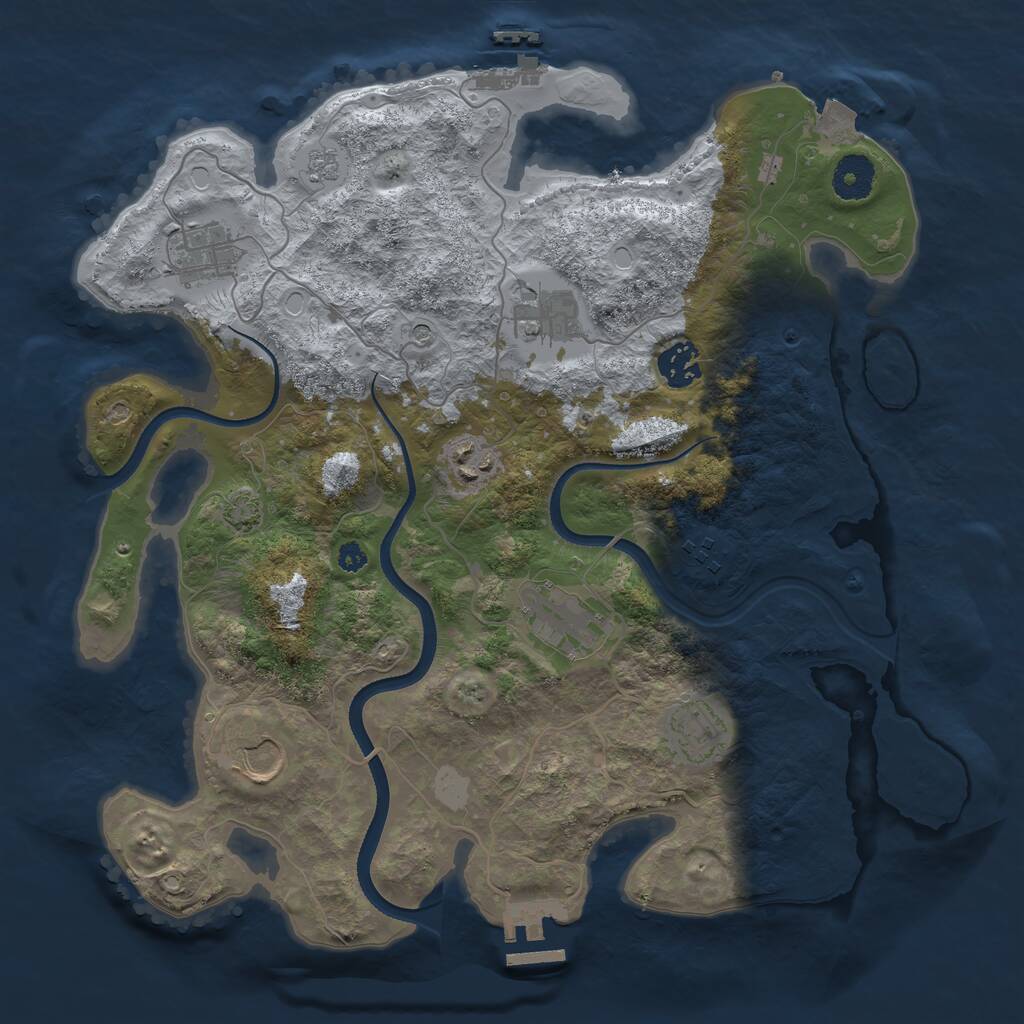 Rust Map: Procedural Map, Size: 3500, Seed: 41739, 14 Monuments