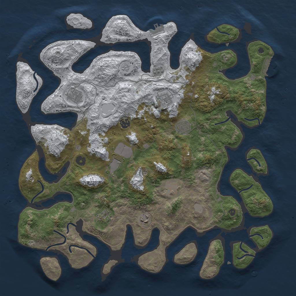 Rust Map: Procedural Map, Size: 4500, Seed: 443007, 18 Monuments