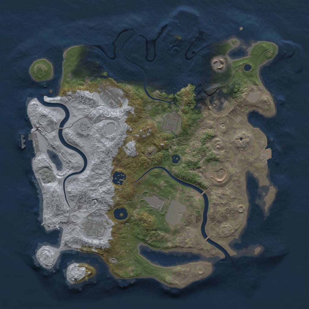 Rust Map: Procedural Map, Size: 3500, Seed: 3627201, 15 Monuments