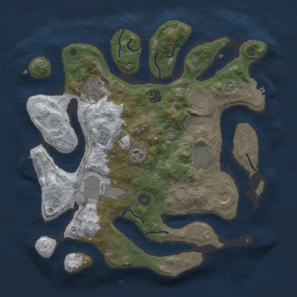 Rust Map: Procedural Map, Size: 3500, Seed: 3627201, 17 Monuments