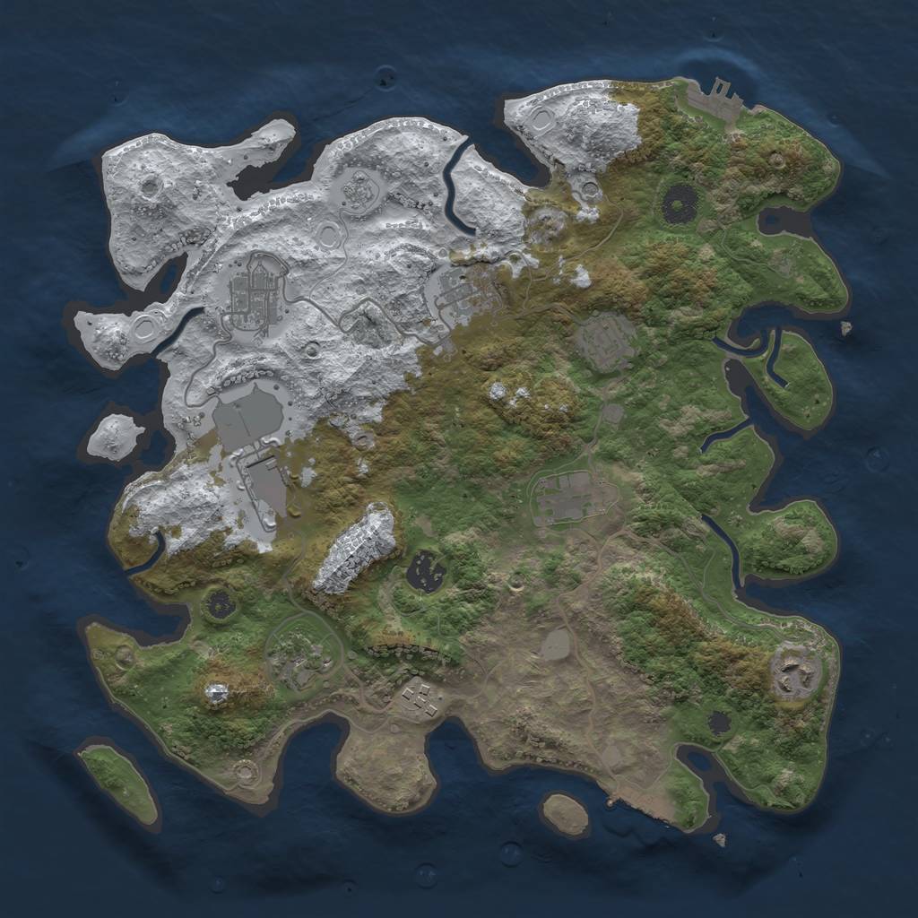 Rust Map: Procedural Map, Size: 3550, Seed: 120587, 18 Monuments